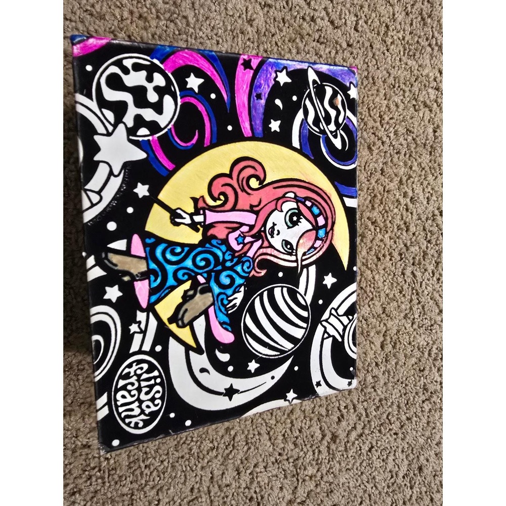 Vintage Lisa Frank Zorbit Space Girl Cardboard Trinket Box Celestial Y2K Decor - Picture 8 of 9